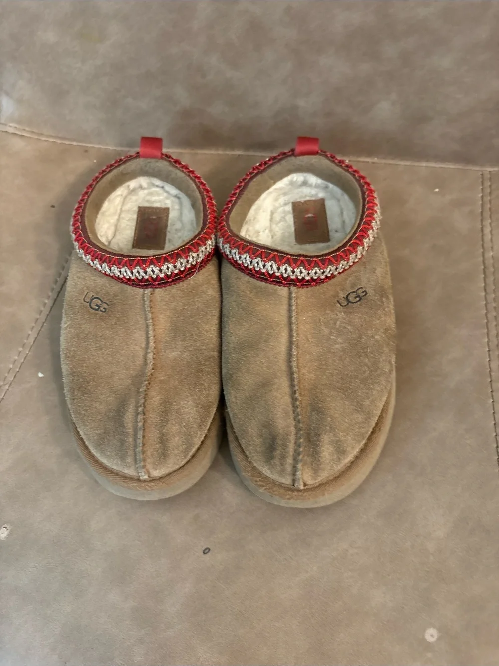 Ugg tazz girls brown chestnut red platform slippers shoes size 1